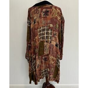Women Plus Size 3x Kimono Robe Open Front Artsy Rayon Vintage Cardigan